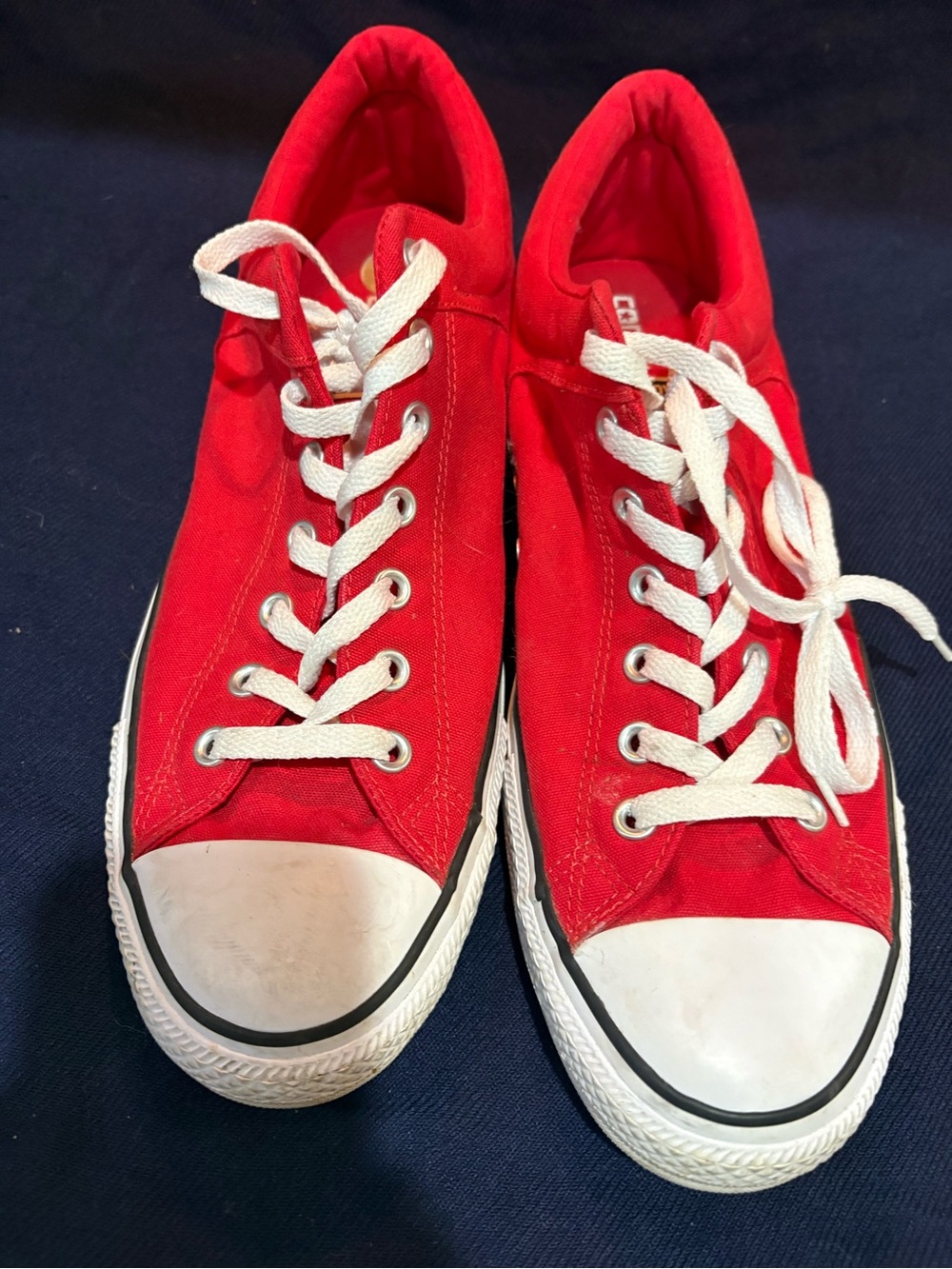 Converse Low Top Canvas Sneakers in Red with White Accents